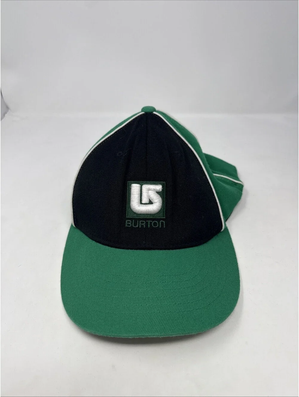 Burton Snowboard Snapback Hat Black Green Embroidered Logo S/M